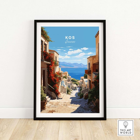 Kos Greece Travel Print Art Poster Home Gift Birthday Present Wedding Anniversary Wall Dcor Personalized Illustration Artwork