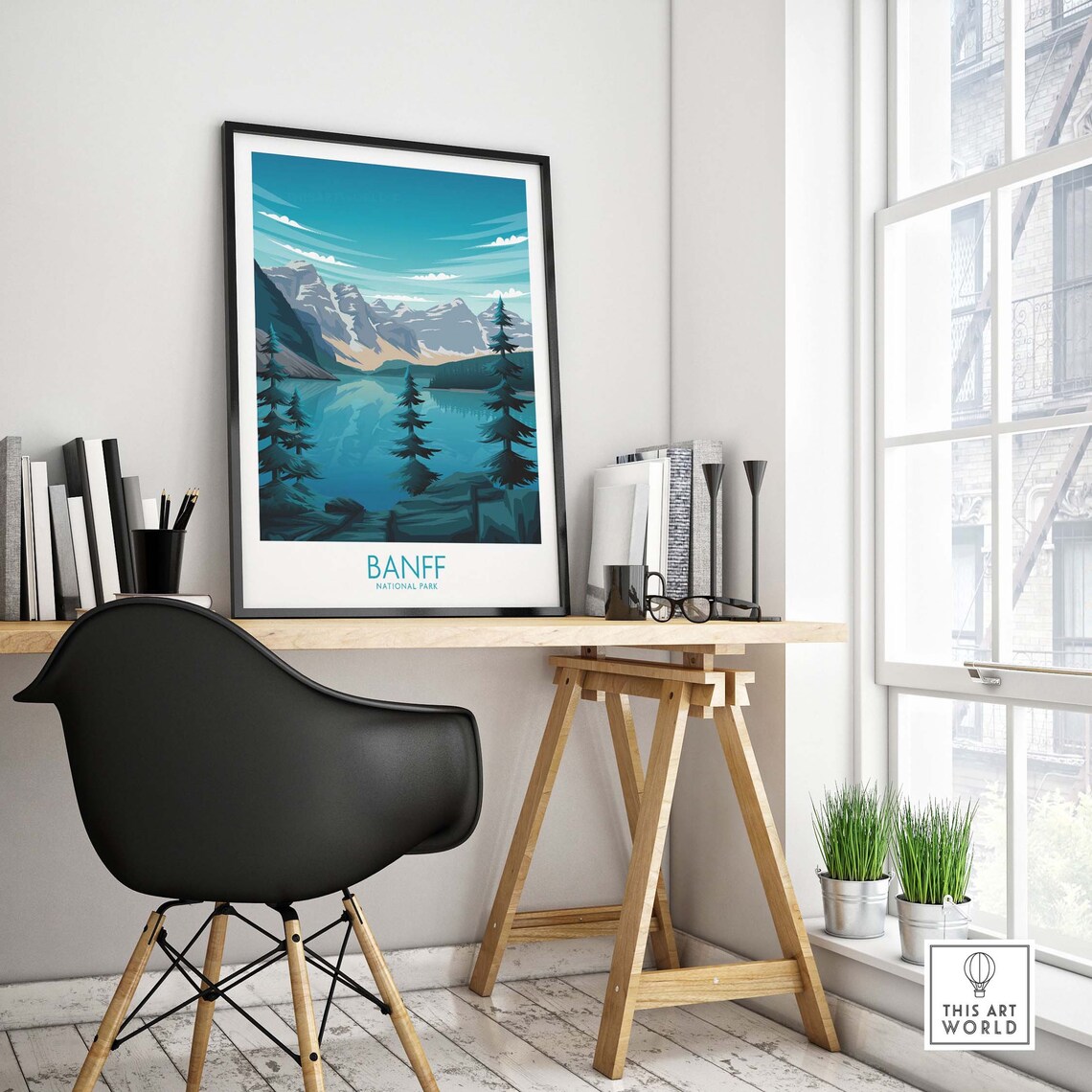 Banff National Park Mountain Lake Pine Vintage Travel Poster - Image 4