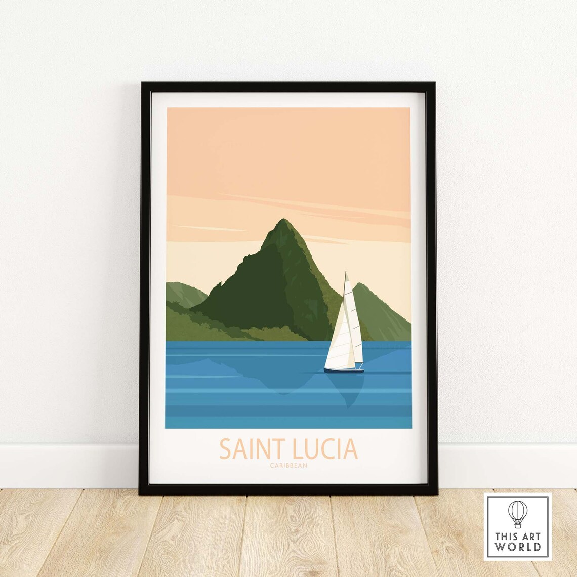 Saint Lucia Caribbean Travel Poster, Wall Art Print