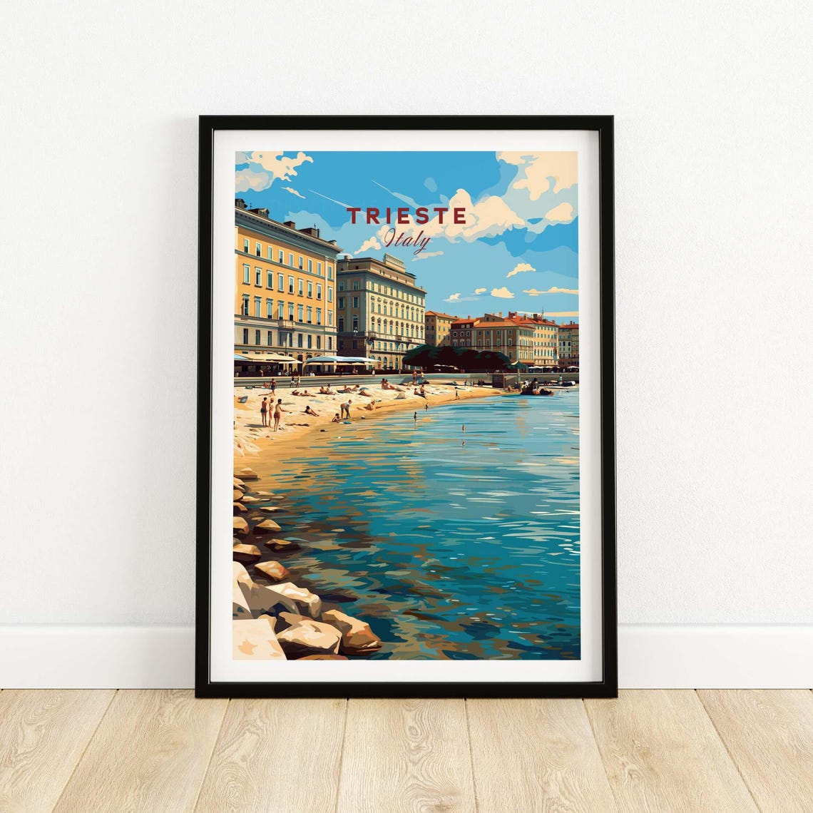 Trieste Travel Art Italy Print Coastal Wall Artwork Scenic City Skyline Framed Unframed Giclee Wanderlust Gift