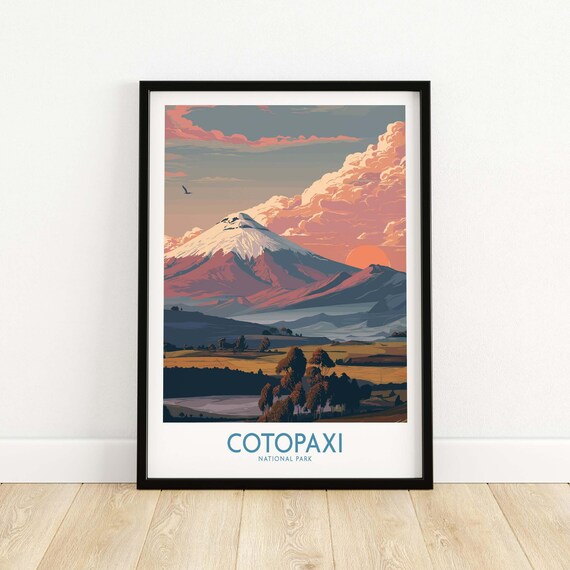 Cotopaxi National Park Ecuador Volcano Golden Sunset Lake Poster