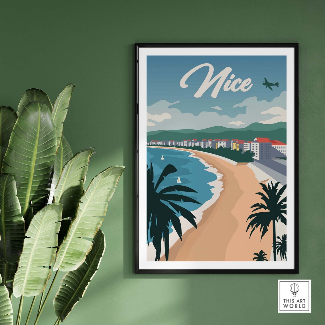 Nice France Skyline Poster, Retro Travel Art Print - Image 2