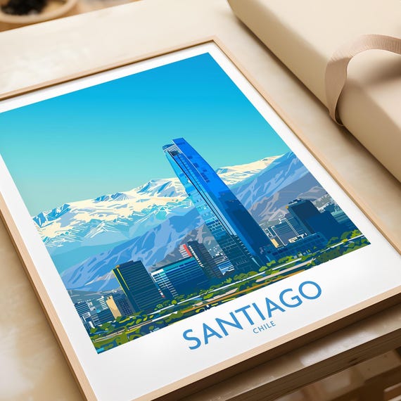 Santiago Wall Art Print Chile Santiago Travel Print Wall Art Chile Wall Hanging Home Decor Santiago Art Lover Gift Santiago Birthday Present