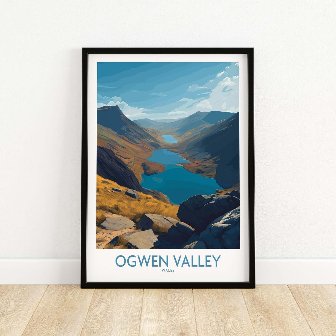 Ogwen Valley Wales Rocky Crags Turquoise Lakes Mountain View Poster