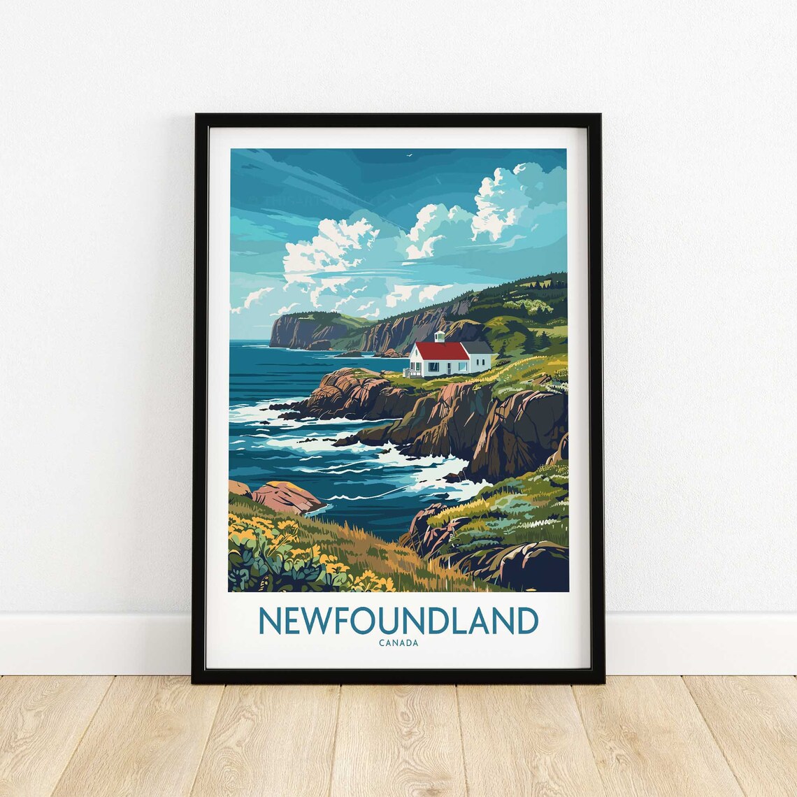 Newfoundland Coastline Travel Poster, Canada Art Print