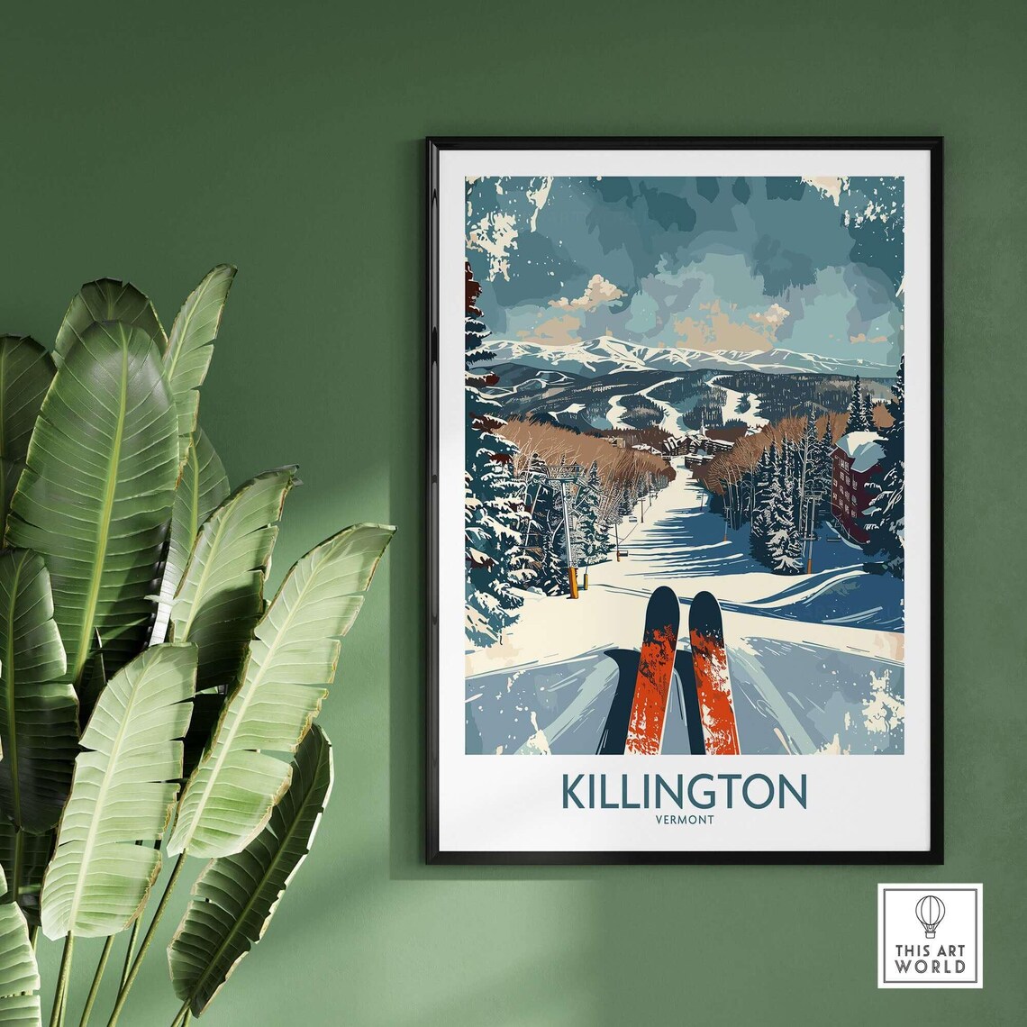 Killington Ski Lodge Art Print, Vermont Winter Sports - Image 2