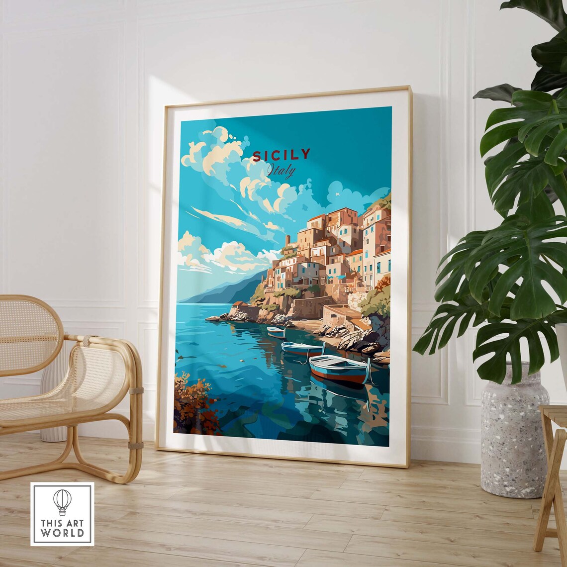 Sicily Travel Poster, Home Decor Illustration - Image 3