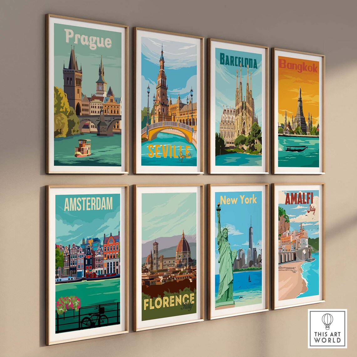 Prague Skyline Travel Poster, Czech City Wall Art - Image 3
