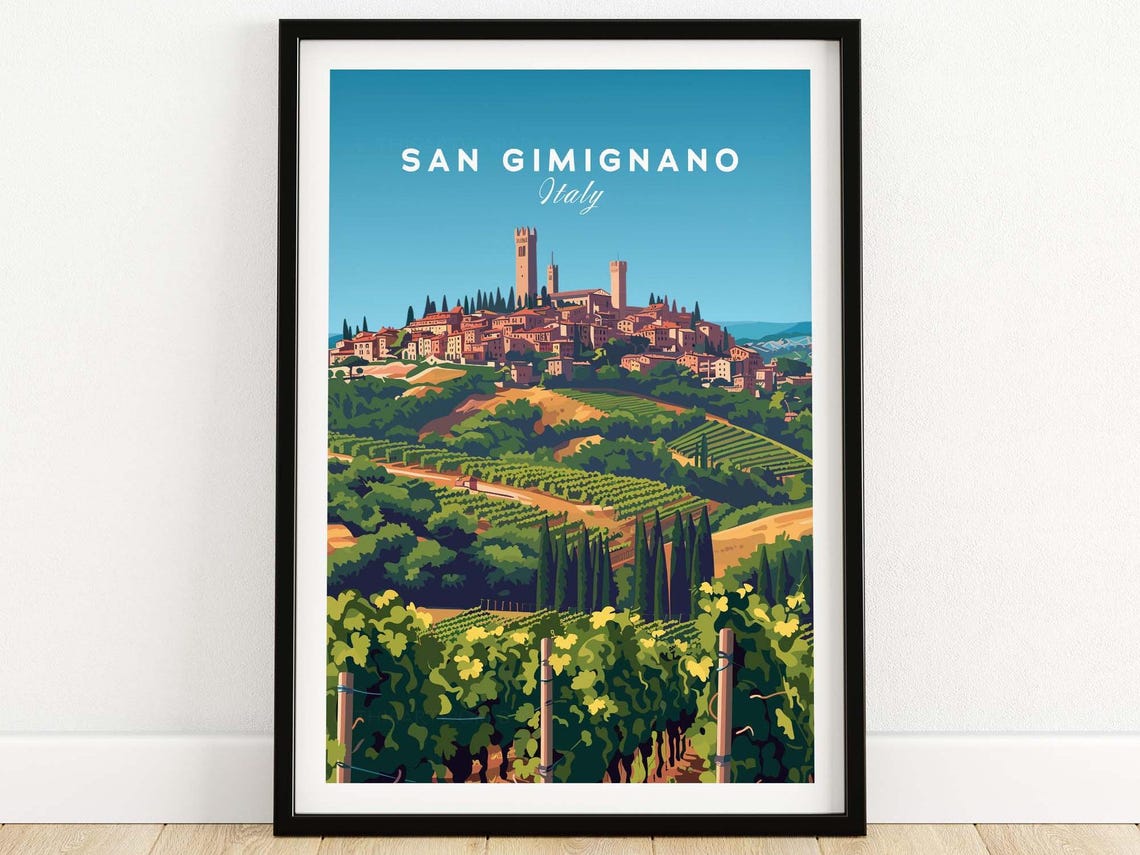 San Gimignano Italy Medieval Towers Over Vineyard Hills Poster