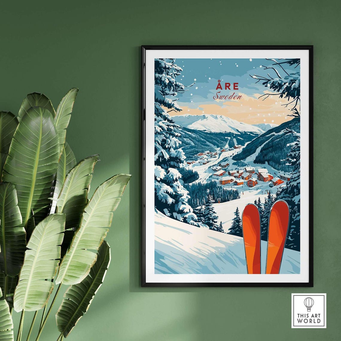 Re Sweden Ski Resort Art Print, Winter Sports - Image 2