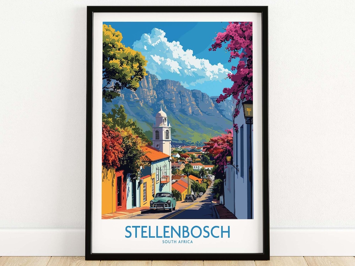 Stellenbosch Vintage Travel Poster, South Africa