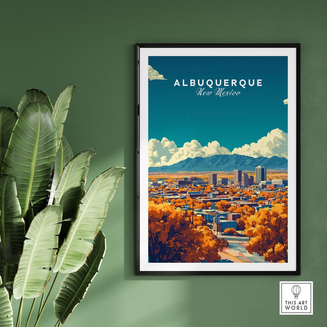 Albuquerque New Mexico Skyline Sandia Mountains Travel Poster - Image 2