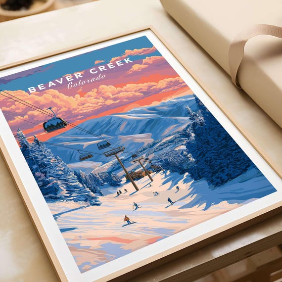 Beaver Creek Ski Trail Poster Colorado Winter Landscape Wall Art Mountain Decor For Lovers Gifts Rustic Cabin Print Skiing