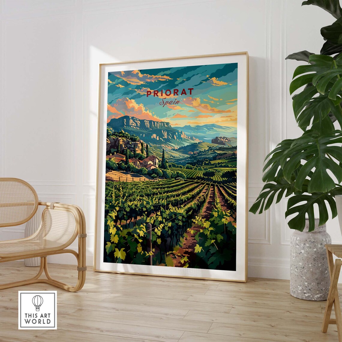 Priorat Spain Terraced Vineyard Mountain Landscape Scenic Poster - Image 2