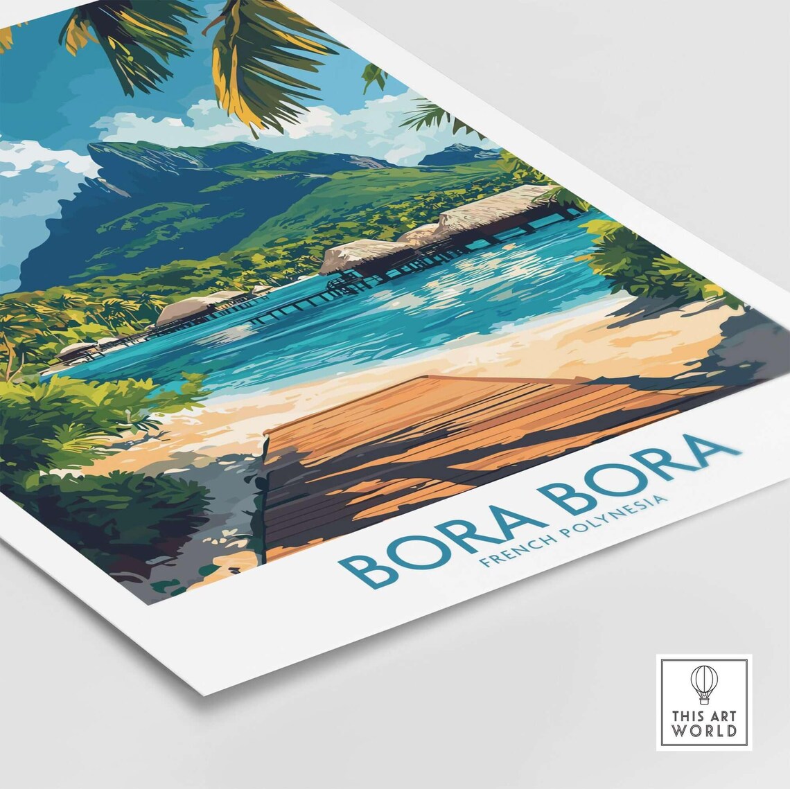 Bora Bora French Polynesia Overwater Bungalows Lagoon Travel Poster - Image 4