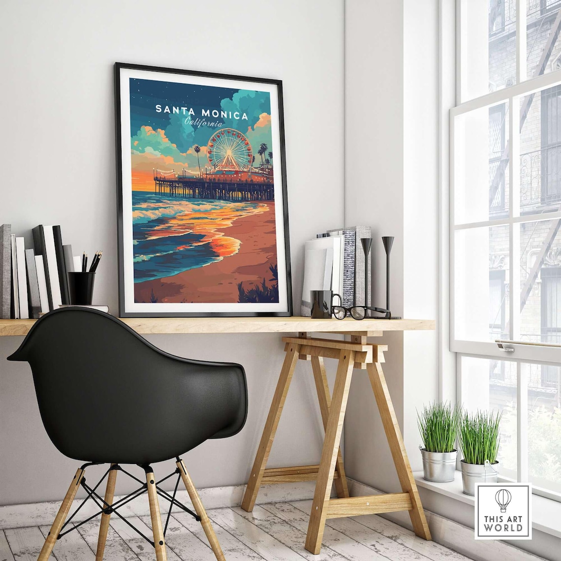 Santa Monica Beach, Iconic Pier Art Print - Image 4