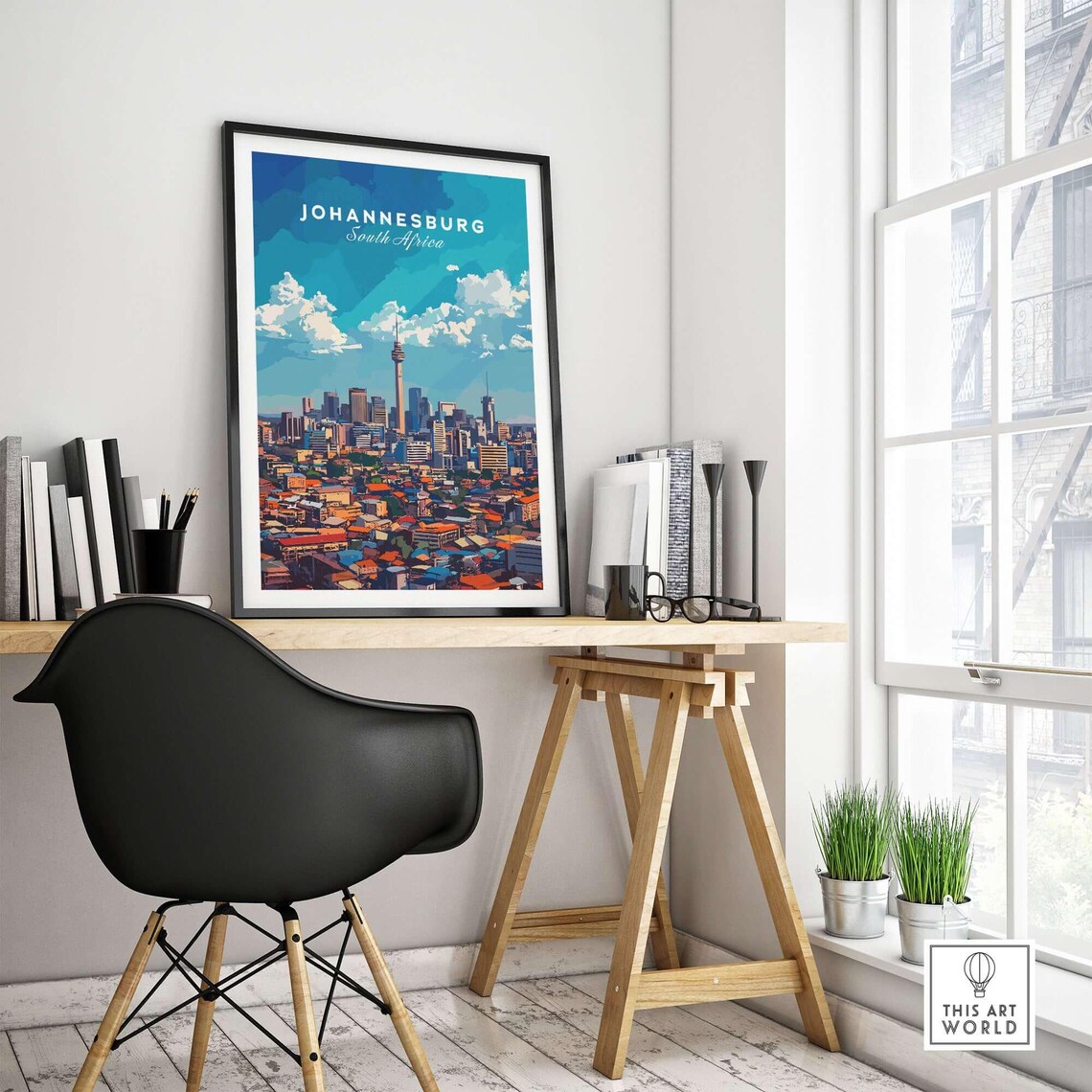 Johannesburg Skyline Travel Poster, South Africa Cityscape - Image 4