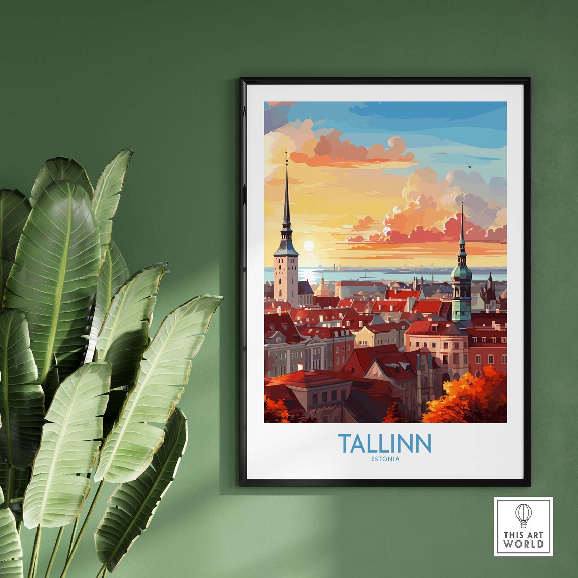 Tallinn Estonia Old Town Sunset Spires Harbor View Travel Poster - Image 2