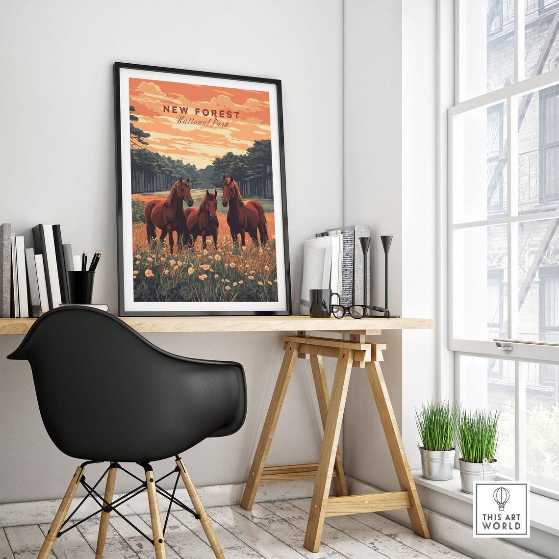New Forest England Travel Poster, Landscape Illustration - Image 4