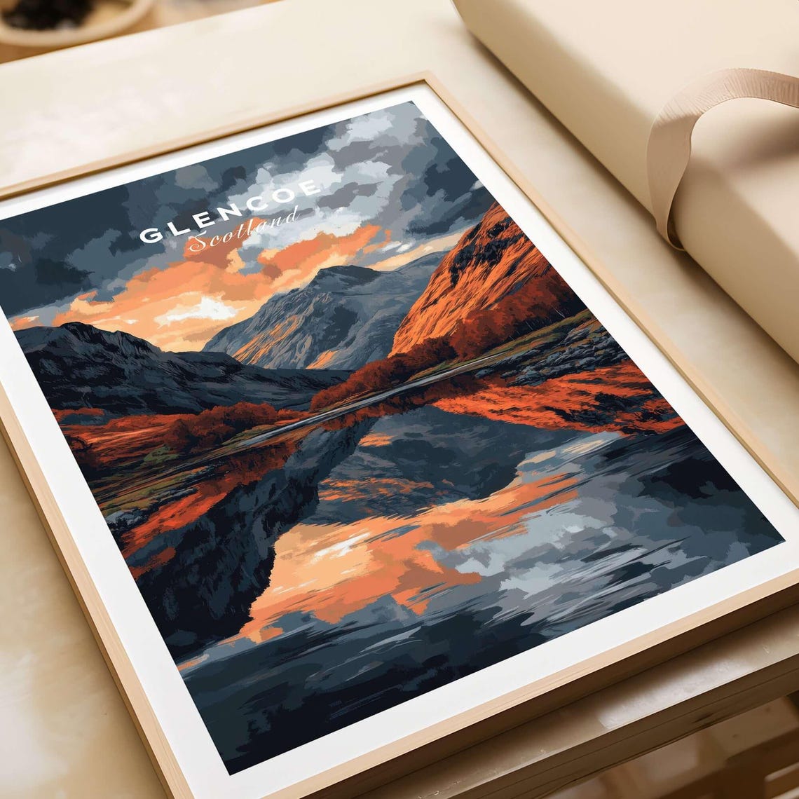 Glencoe Scotland Dramatic Mountain Lake Reflection Travel Poster - Image 3