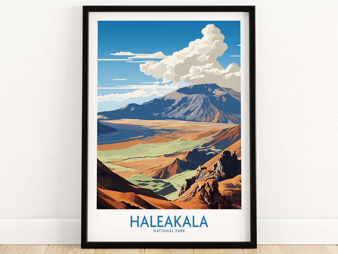 Haleakala Print Art Travel Home Dcor Poster Gift Illustration Artwork Birthday Present