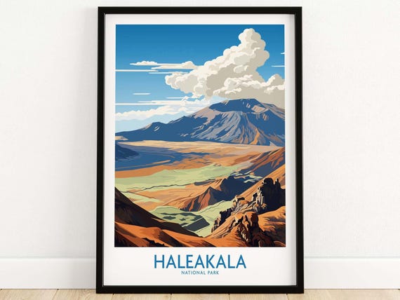 Haleakala Print Art Travel Home Dcor Poster Gift Illustration Artwork Birthday Present