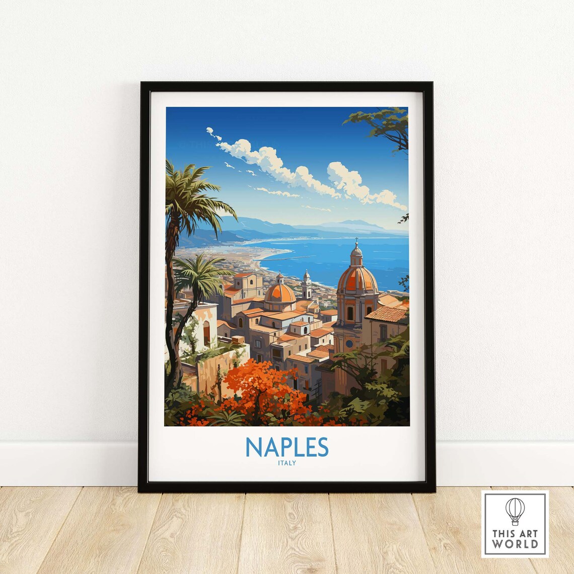 Naples Italy Travel Poster, Home Decor Wall Art Print