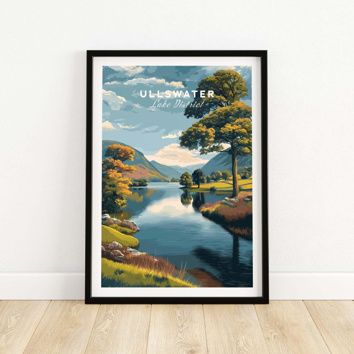 Ullswater Lake District Daytime Lakeside Reflection Travel Poster