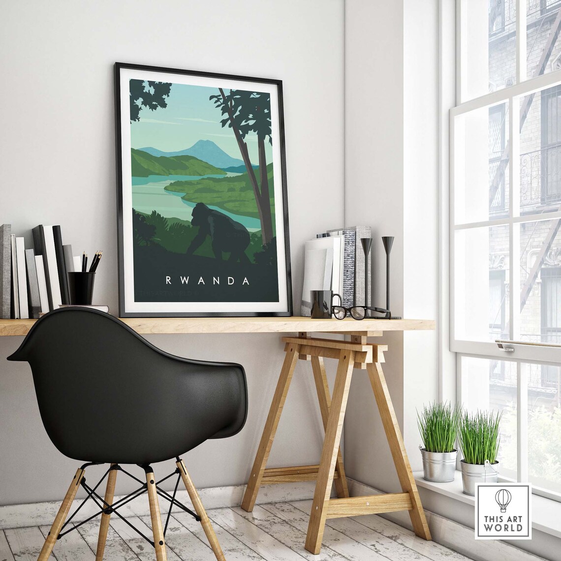 Rwanda Gorilla Safari Minimalist Travel Poster - Image 4