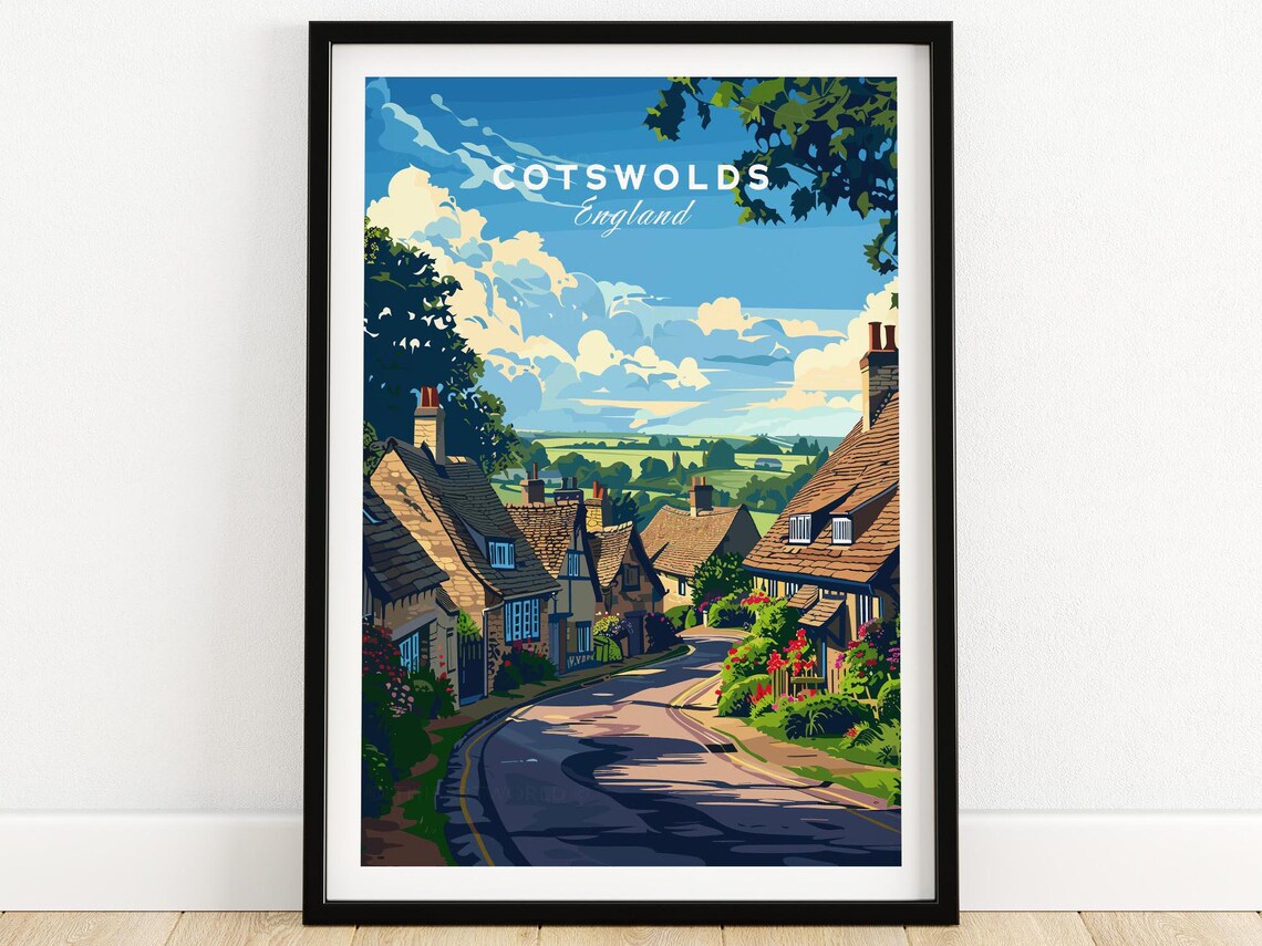 Cotswolds Travel England Art Print, Home Decor