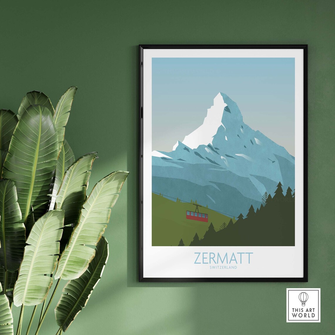 Zermatt Poster Switzerland Print Ski Resort Wall Art Swiss Alps Travel Poster Matterhorn Print Swiss Home Decor Zermatt Gift Art - Image 3