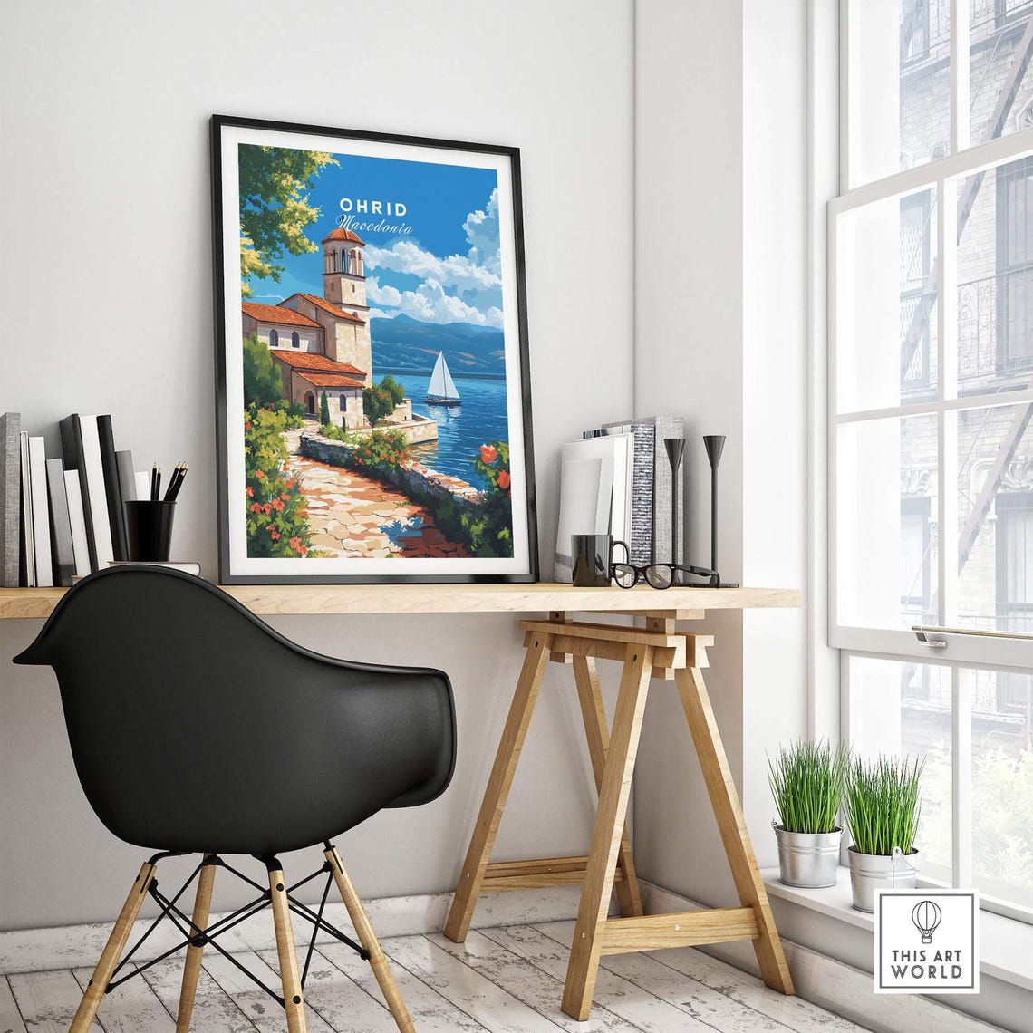 Ohrid Travel Poster, Lake Macedonia Gift Illustration - Image 4