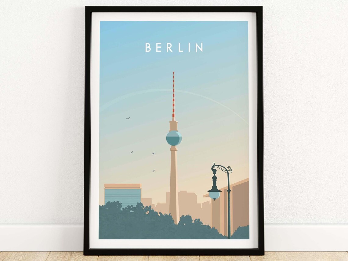 Berlin Minimalist Travel Poster, Skyline Cityscape