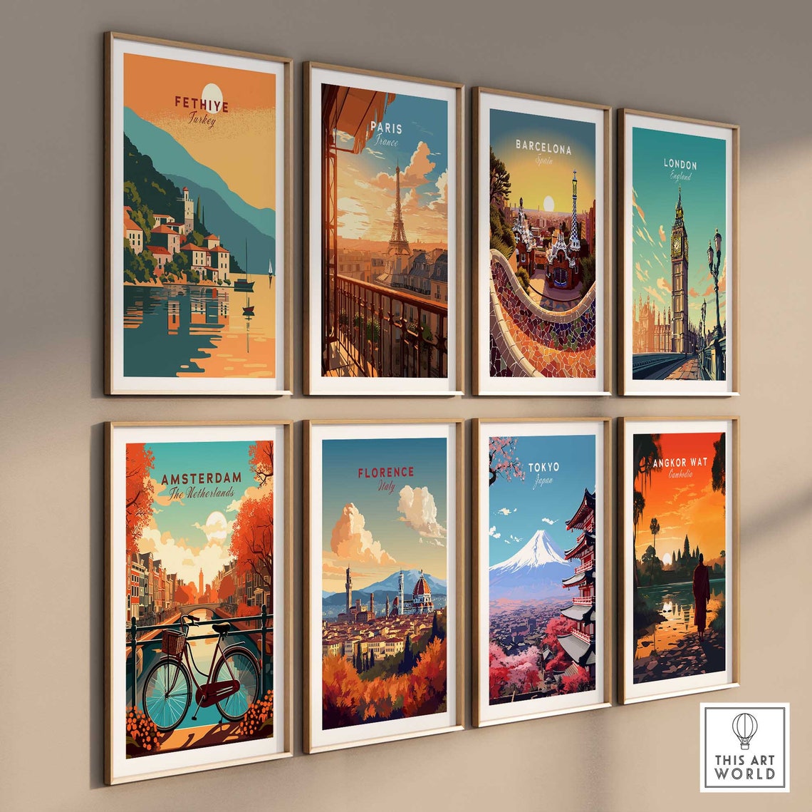 Fethiye Turkey Sunset Harbor Golden Water Reflection Art Poster - Image 3