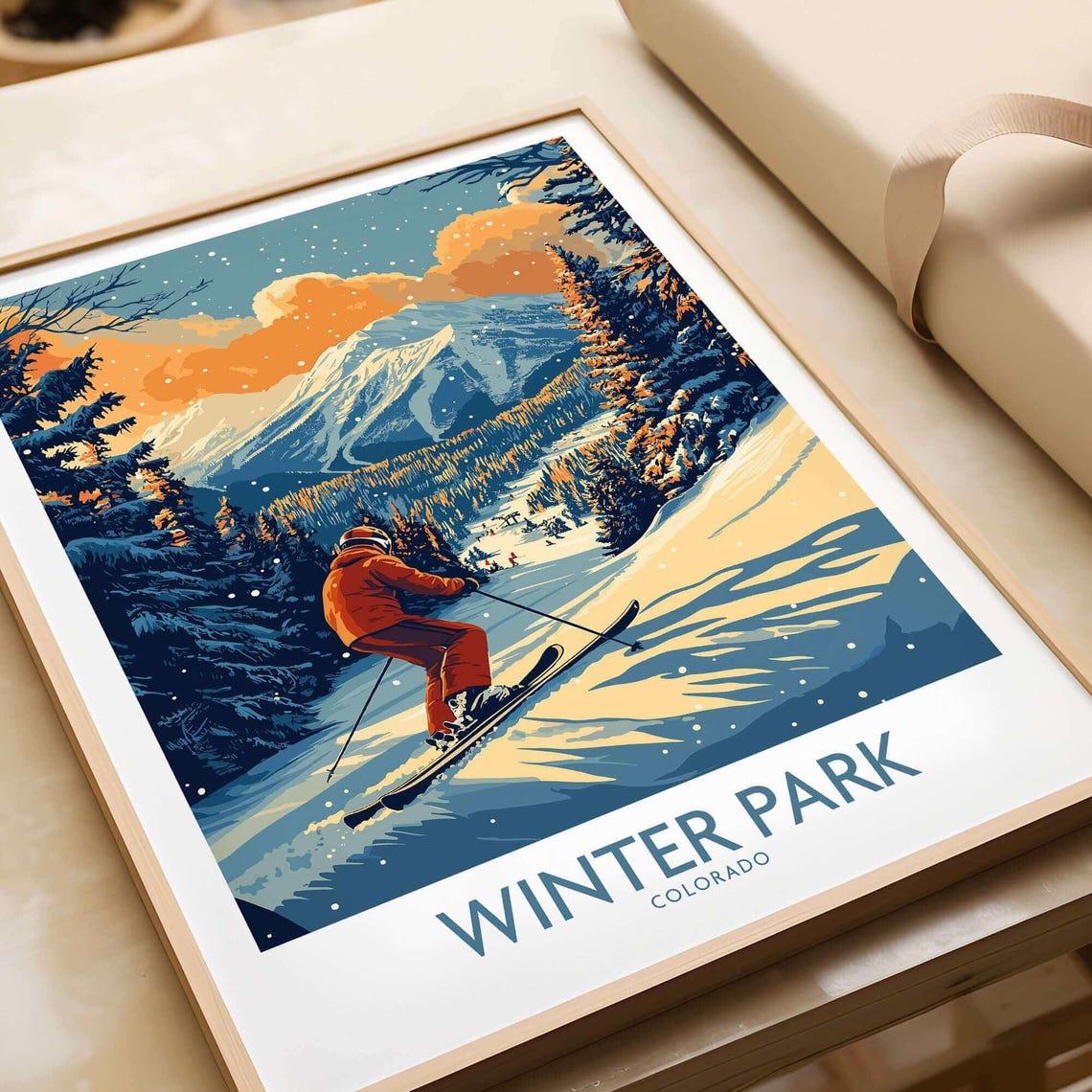 Winter Park Poster, Colorado Ski Lodge Decor
