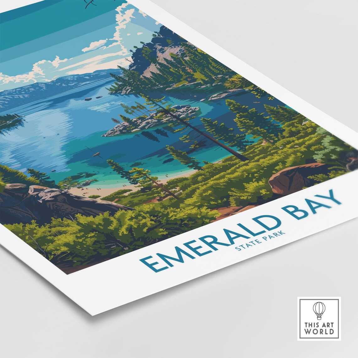 Emerald Bay Travel Print, California State Park Art - Image 4