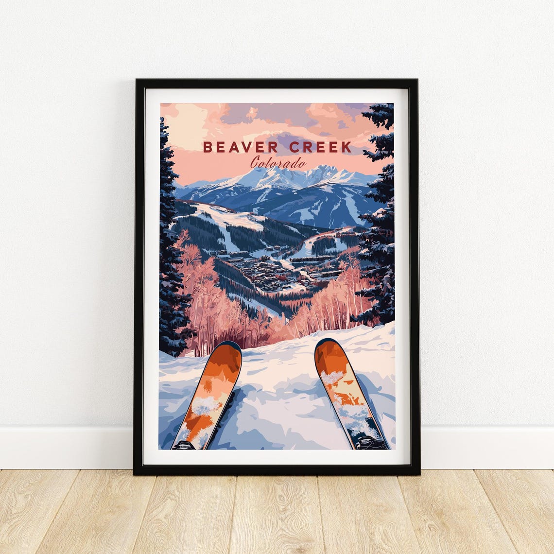Beaver Creek Colorado Sunset Snowboard Mountain Village Poster