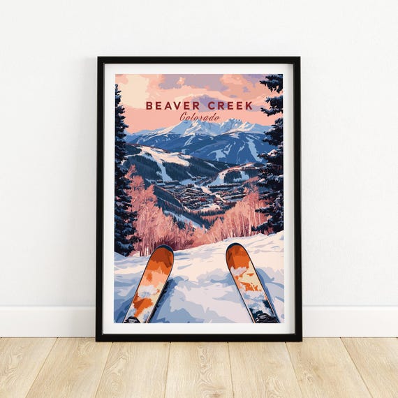 Beaver Creek Colorado Ski Resort Poster Mountain Village Wall Art Winter Landscape Print Lodge Decor Travel Gift