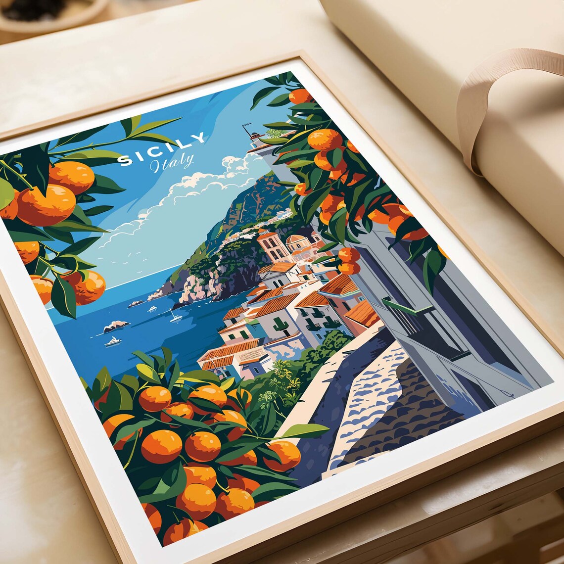 Sicily Travel Poster, Italy Travel Art Print