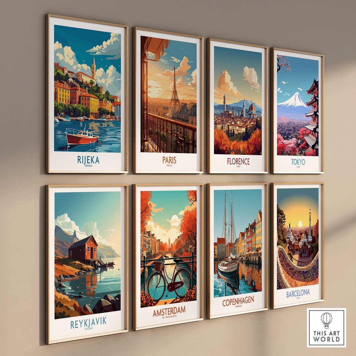 Rijeka Croatia Waterfront Red Boat Harbor Clock Tower Travel Poster - Image 3