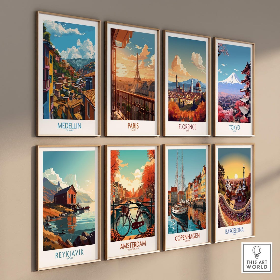 Medellin Colombia Colorful Rooftops Barrio View Travel Poster - Image 3