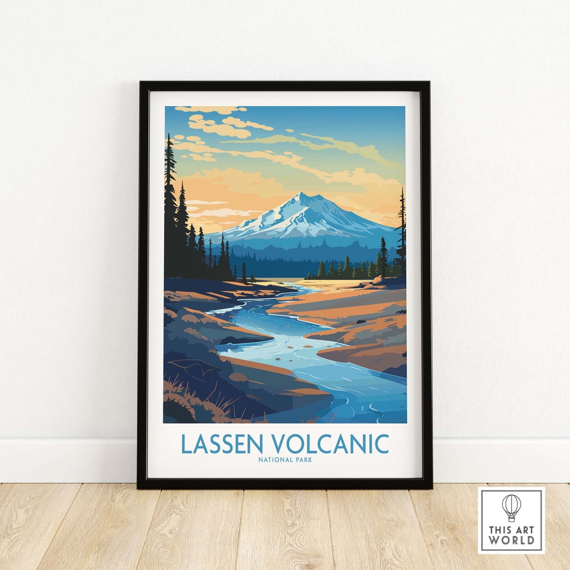 Lassen Volcanic National Park Snowy Volcano Peak River Poster