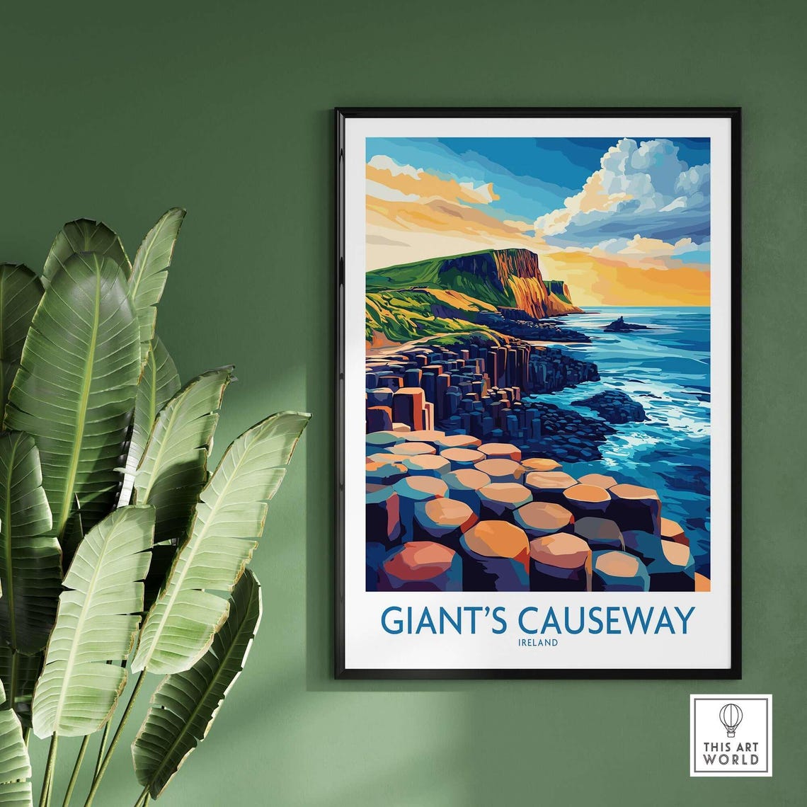Giants Causeway Ireland Basalt Columns Sunset Vintage Travel Poster - Image 2