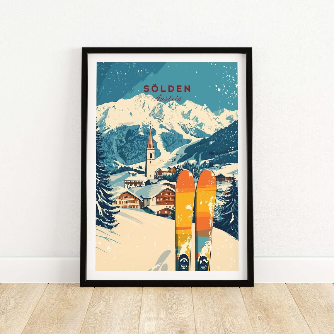 Slden Ski Art Print, Ski Lodge Decor