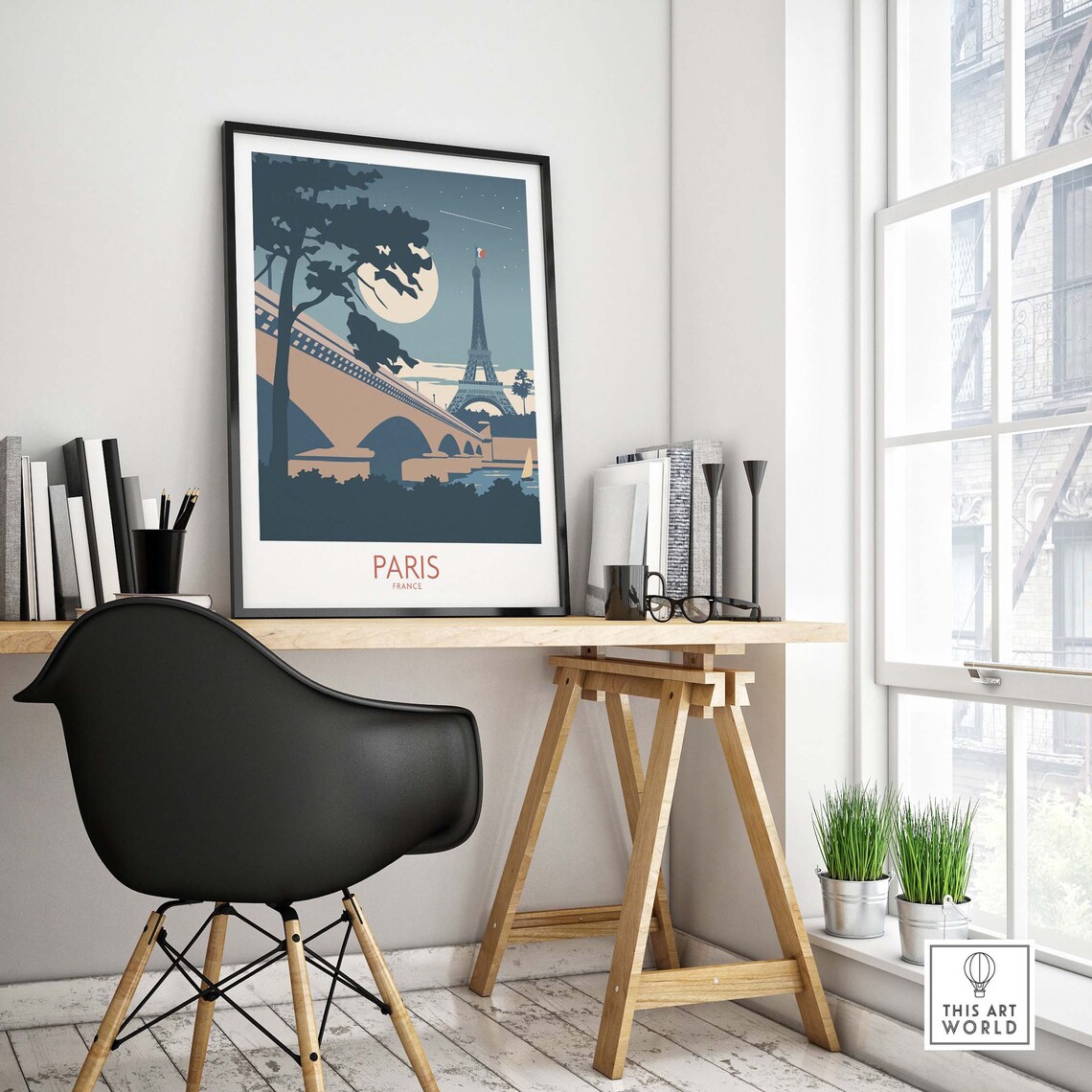 Paris France Retro Travel Poster, Eiffel Tower Print - Image 4