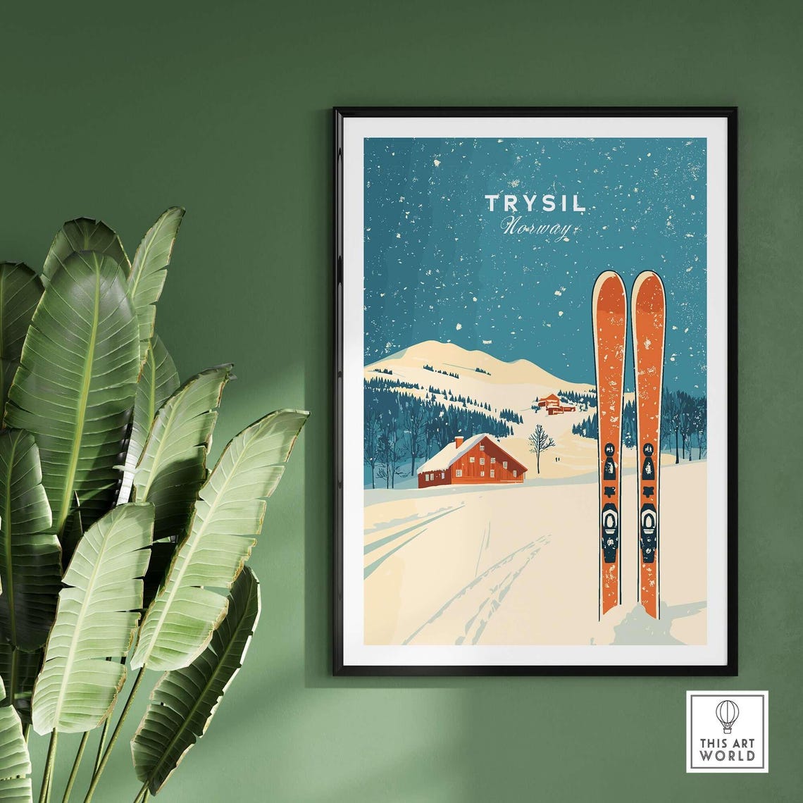 Trysil Ski Art Print, Ski Lodge Decor - Image 2