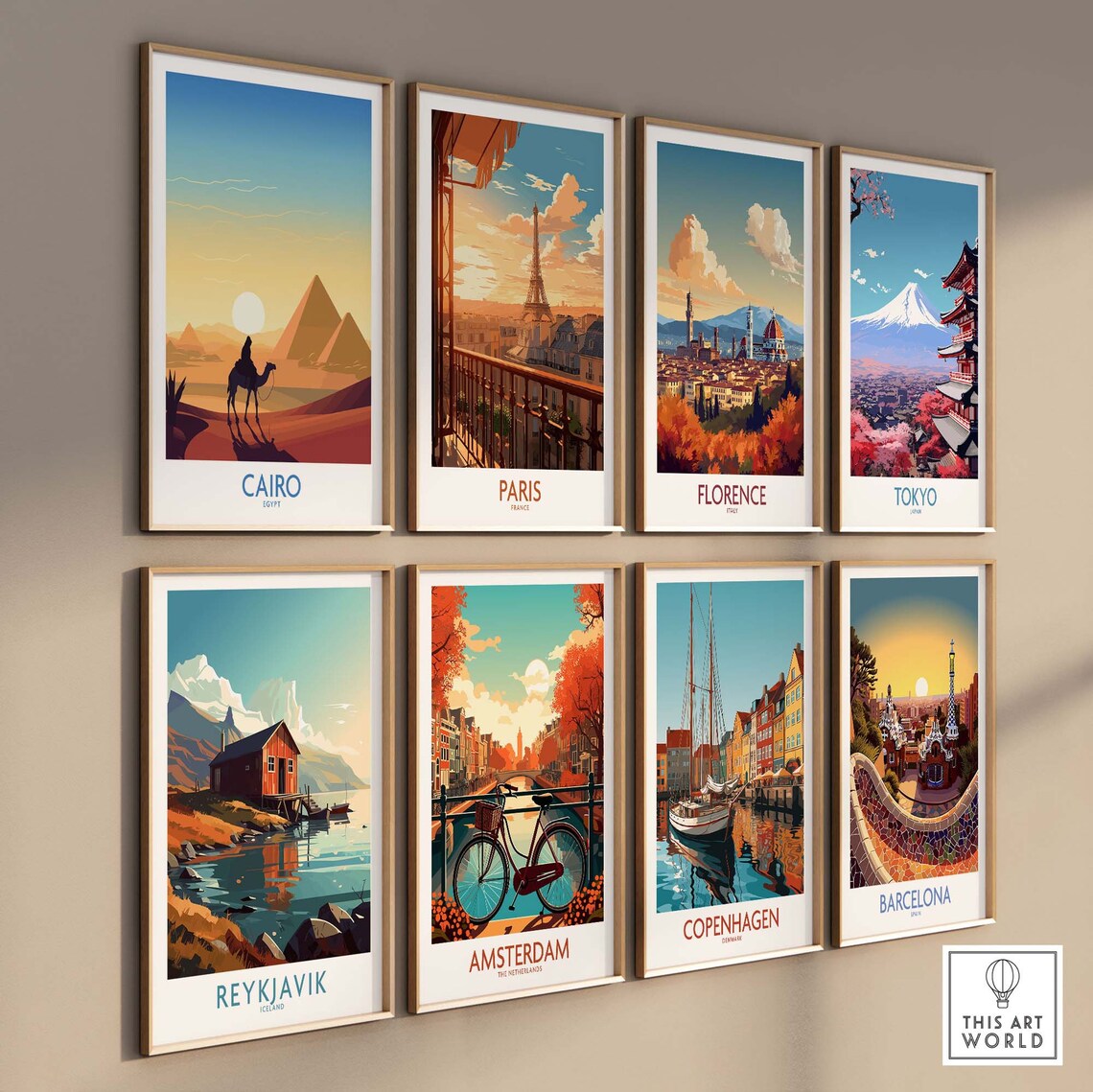 Cairo Egypt Pyramids Camel Rider Desert Sunset Travel Poster - Image 3