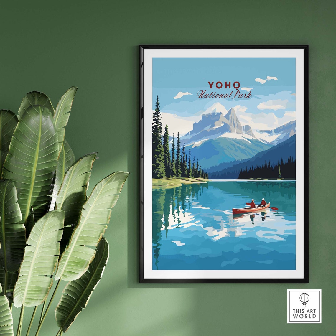 Yoho National Park Canoe Lake Mountain Reflection Art Poster - Image 2