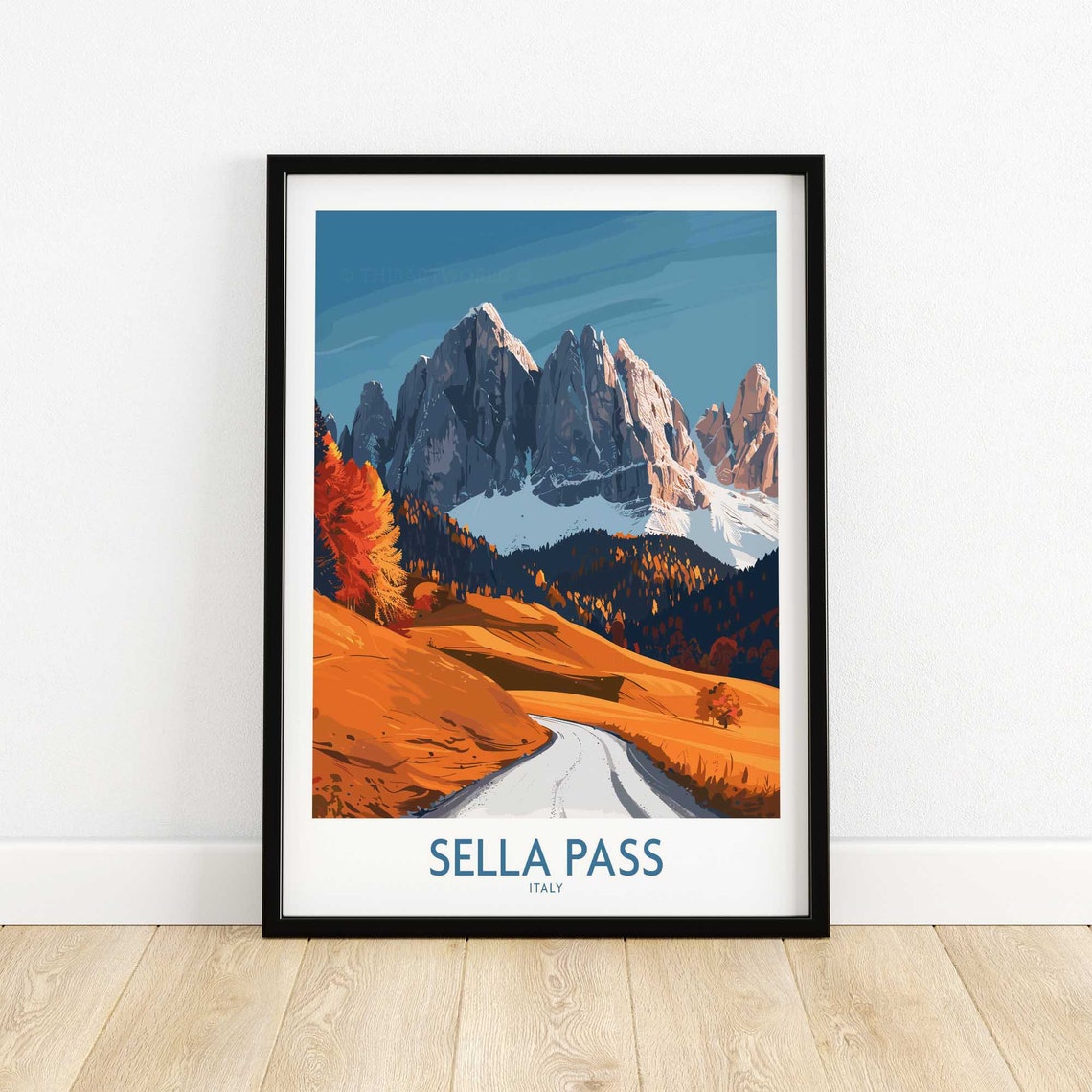 Sella Pass Italy Dramatic Mountain Peaks Autumn Valley Poster