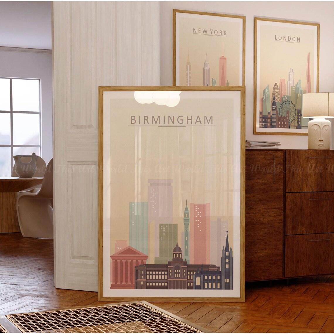 Birmingham UK Skyline Poster, Cityscape Art Print - Image 3